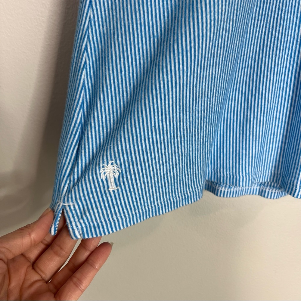 LILLY PULITZER Blue and White Striped Sleeveless Ruffled Collared Drew Polo - Picture 6 of 12